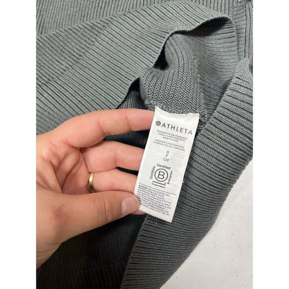 ATHLETA Hanover V-Neck Sweater Merino Wool Blend Knit Size S Gray - Picture 3 of 6